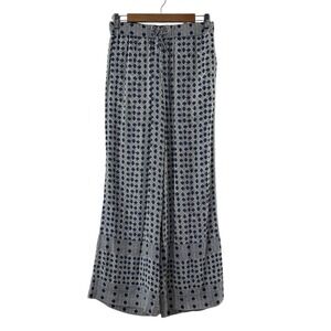 HM Womens Blue‎ White Geometric Print Wide Leg Palazzo Pants Size 8 High Rise